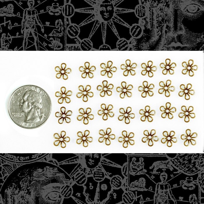 Antiqued Brass 8mm Open Five Leaf Bead Caps for 6mm Beads - Set of 24 - AB-BC15