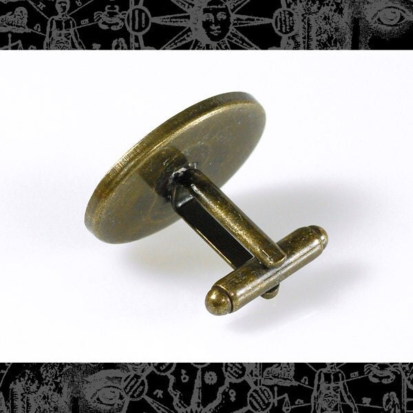 Antiqued Brass Cufflink Blanks with Oval 24mm x 18mm Settings - Three Pairs - AB-Cuff1