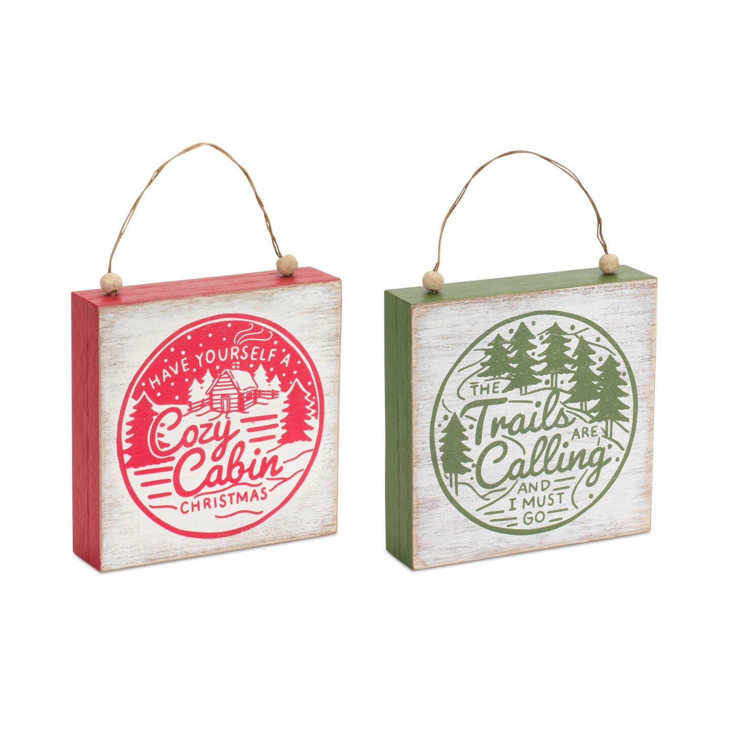 Melrose Set of 4 Cabin and Trails Christmas Ornaments Sign 9"