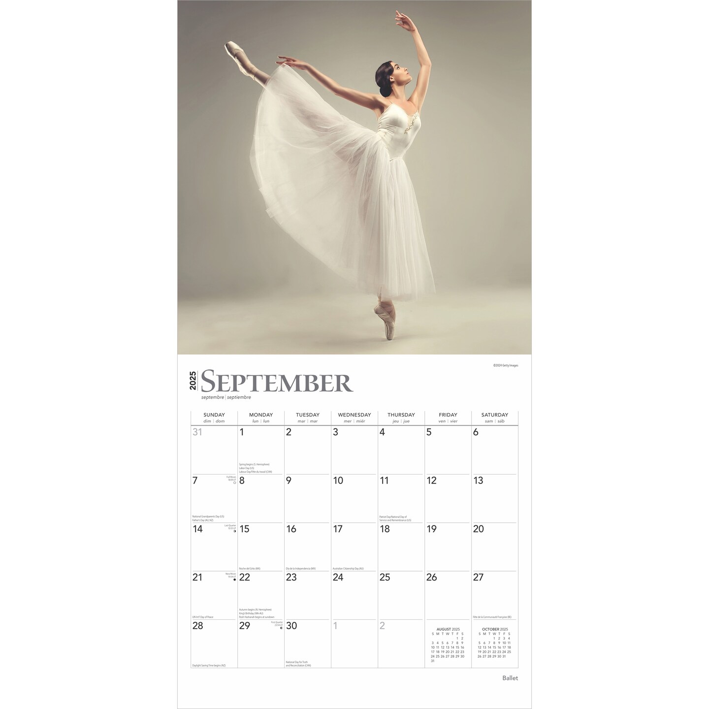 Ballet | 2025 12 x 24 Inch Monthly Square Wall Calendar | Foil Stamped Cover | Plastic-Free | BrownTrout | Performance Dance