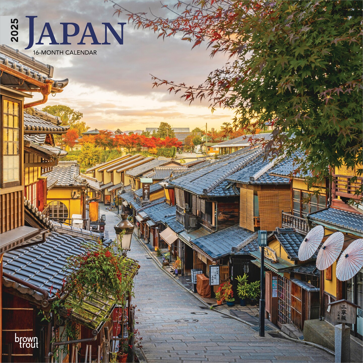 Japan | 2025 12 x 24 Inch Monthly Square Wall Calendar | Plastic-Free | BrownTrout | Scenic Travel Asia Cherry Blossoms Tokyo Kyoto Osaka 
