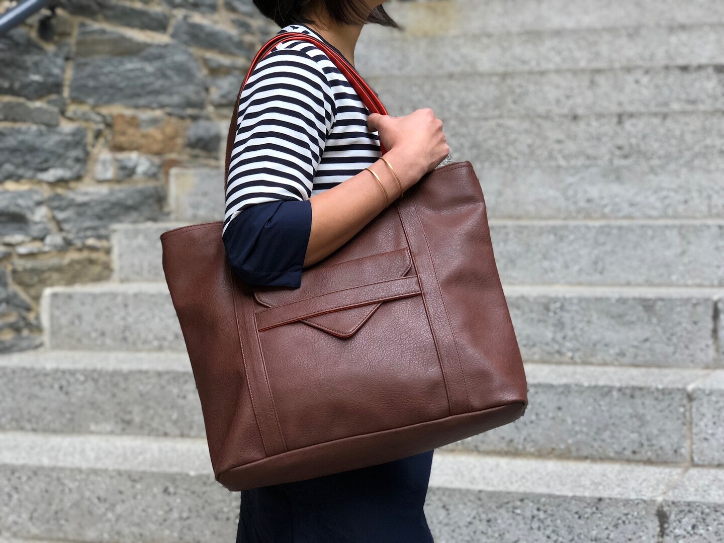 Vegan Leather Tote and Laptop Bag