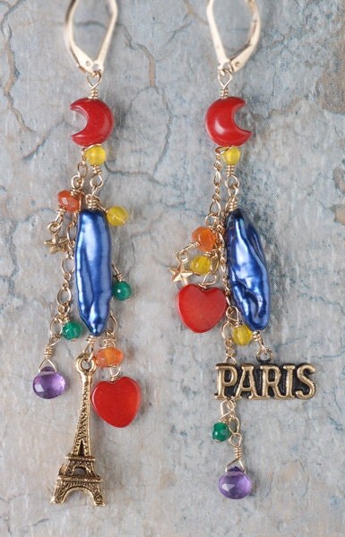 Antiqued Silver Plated Brass Paris Charms - Set of Six - S-C57