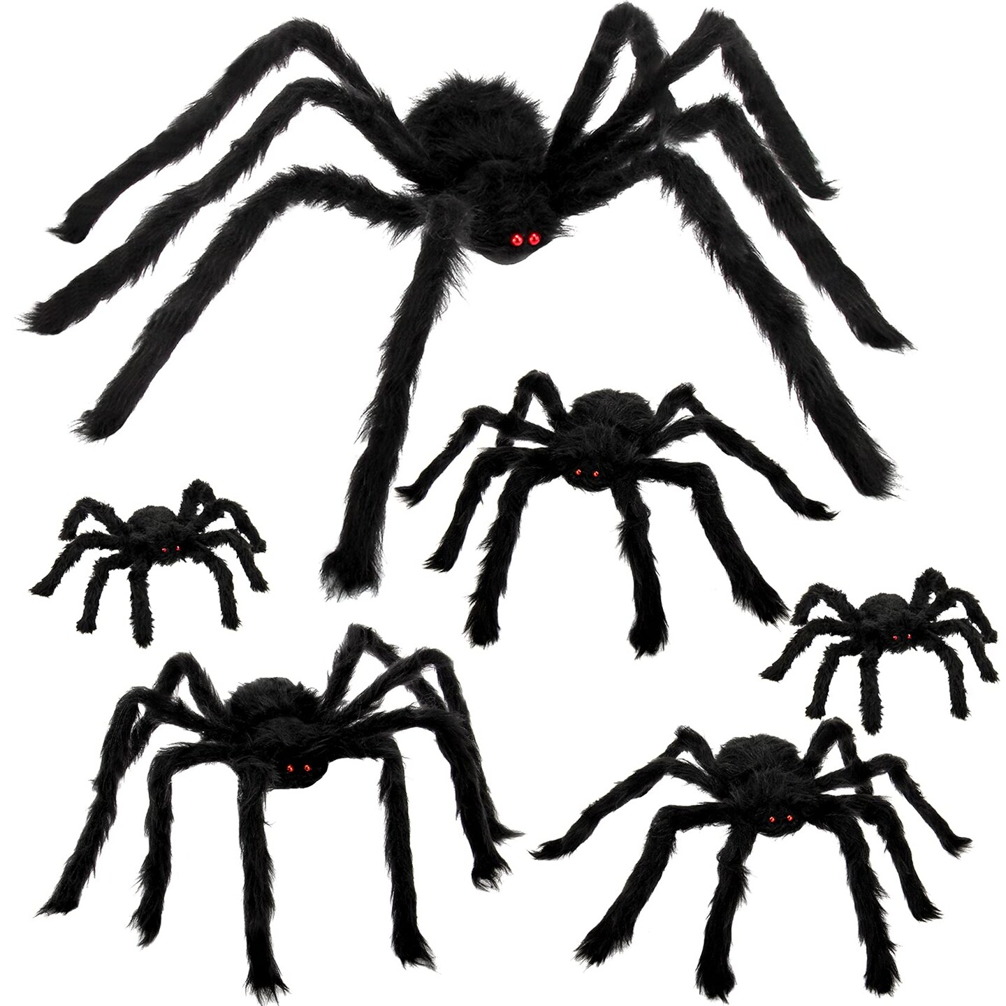 6 Pieces Halloween Spider Decorations, Realistic Large Scary Spider Decoration for Home Giant Spiders Props for Indoor Outdoor Party Decorations