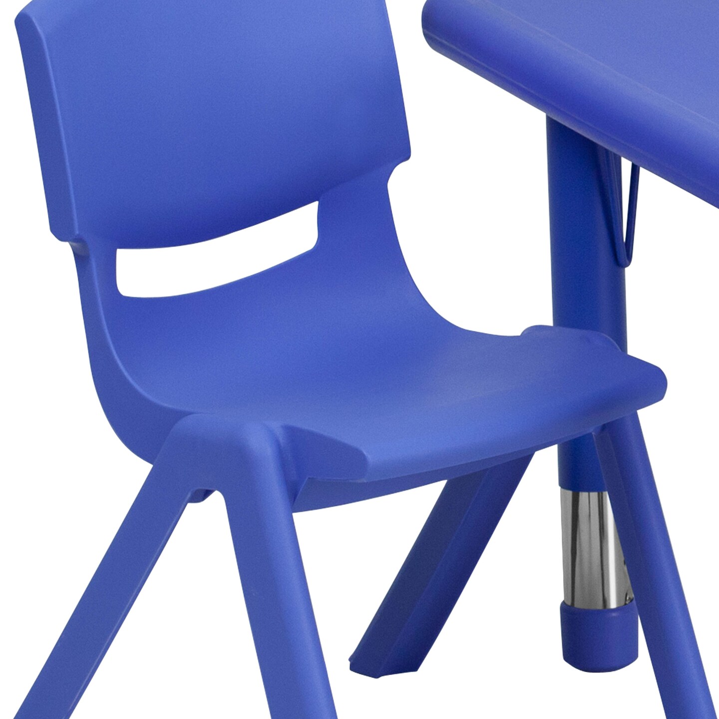 Emma and Oliver 24" Square Plastic Height Adjustable Activity Table Set with 2 Chairs