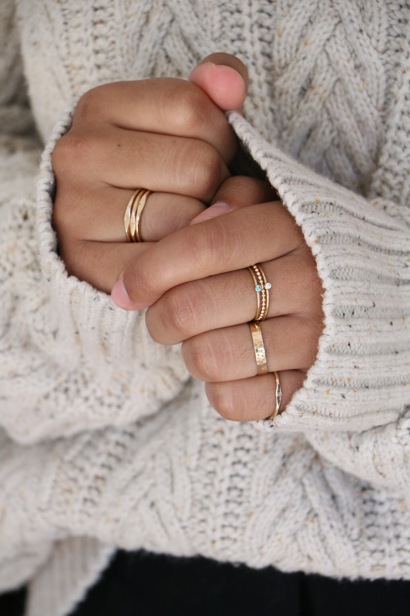 Stacking Gold Rings - Signet Ring - Dainty Name Rings - Stacking Name Ring  - Gold Initial Ring - Personalized Ring Stack for Mom | MakerPlace by ...