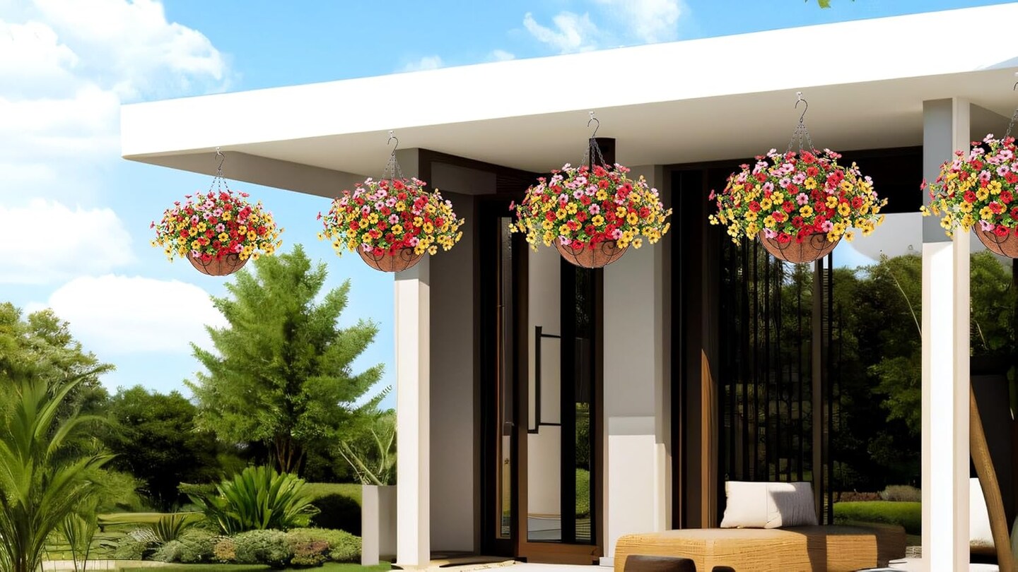 Autumn Artificial Flower Baskets Outdoor
