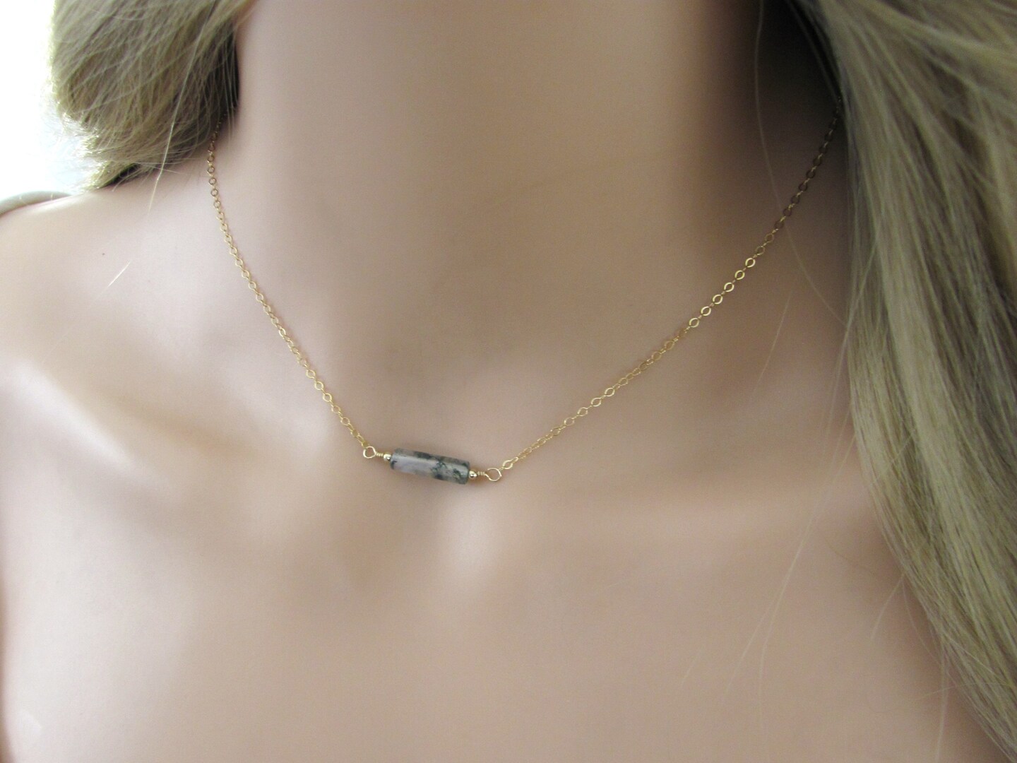 Moss Agate Necklace in 14K Gold Filled or 925 Sterling Silver product 2