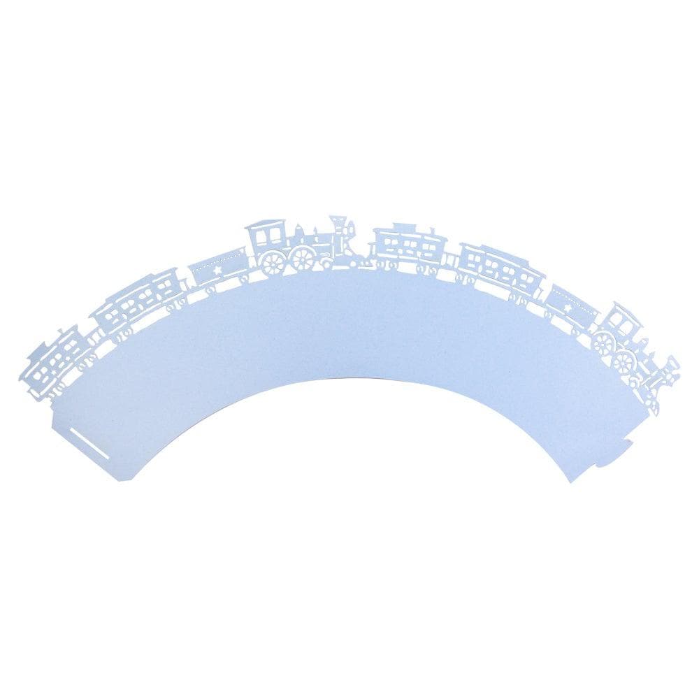 Baby Blue Train Cupcake Wrappers &#x26; Liners | 25 PC Set