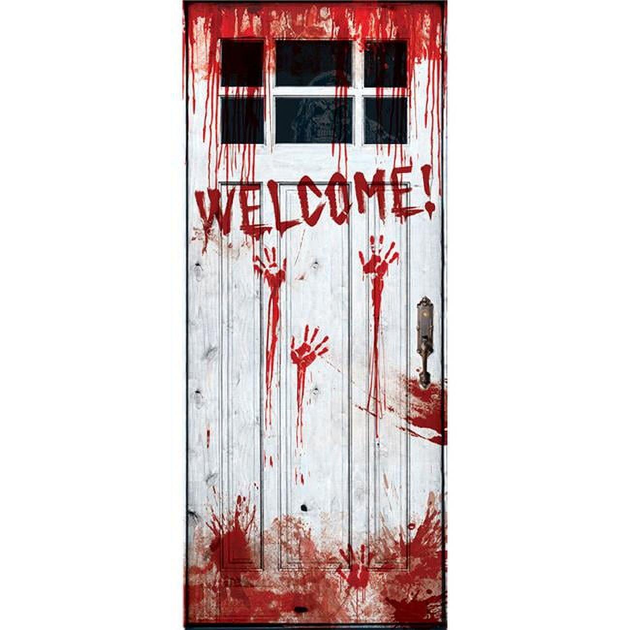 Welcome! Creepy Bloody Door Cover Halloween Decoration 30&#x22; x 72&#x22; 1/PC