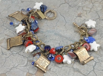 Raw Brass United States Patriotic Charms - Set of Four - B-C17