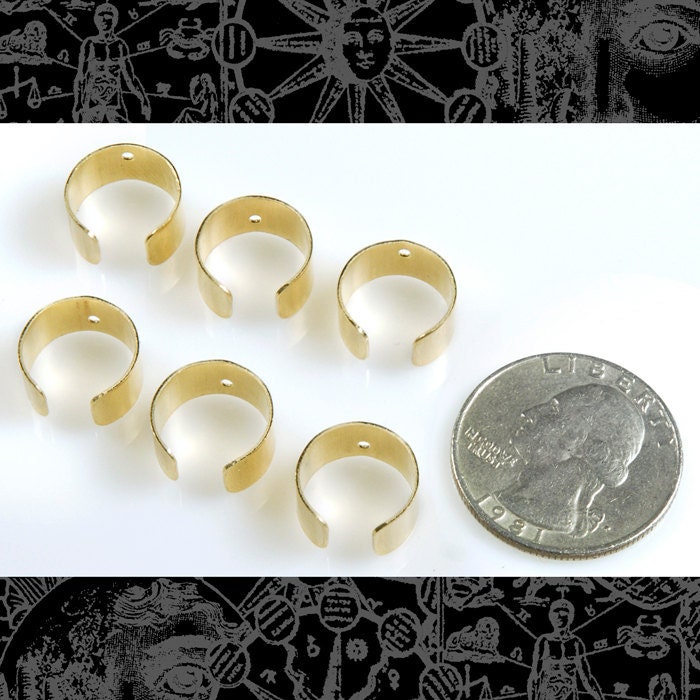 Raw Brass Ear Cuffs with Hole - Earring Cuff - Set of Six - XXX - B-OD4
