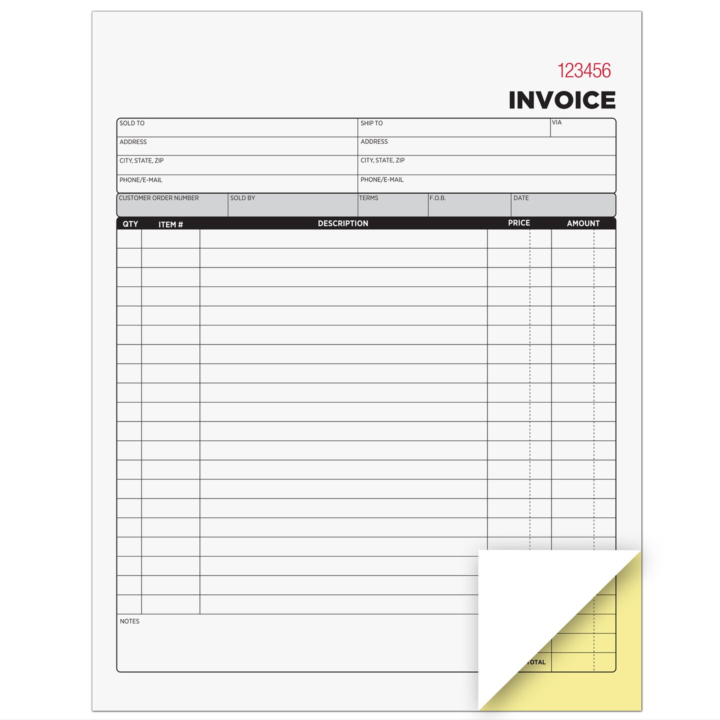COSCO 2-Part Carbonless Invoice Book with Wrap-Around Cover, Consecutive Numbering, White/Canary, 50 Sets per Book