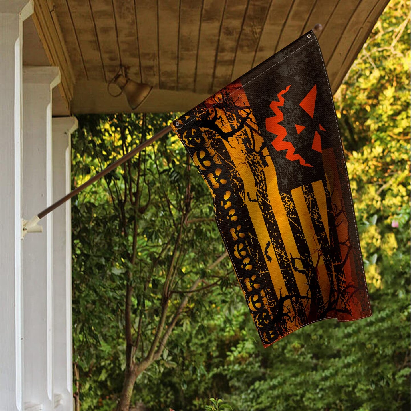 Stripes Halloween Flag 3x5 FT Double Sided, Jack O Lantern Large House Flag Party Yard Outdoor Decoration