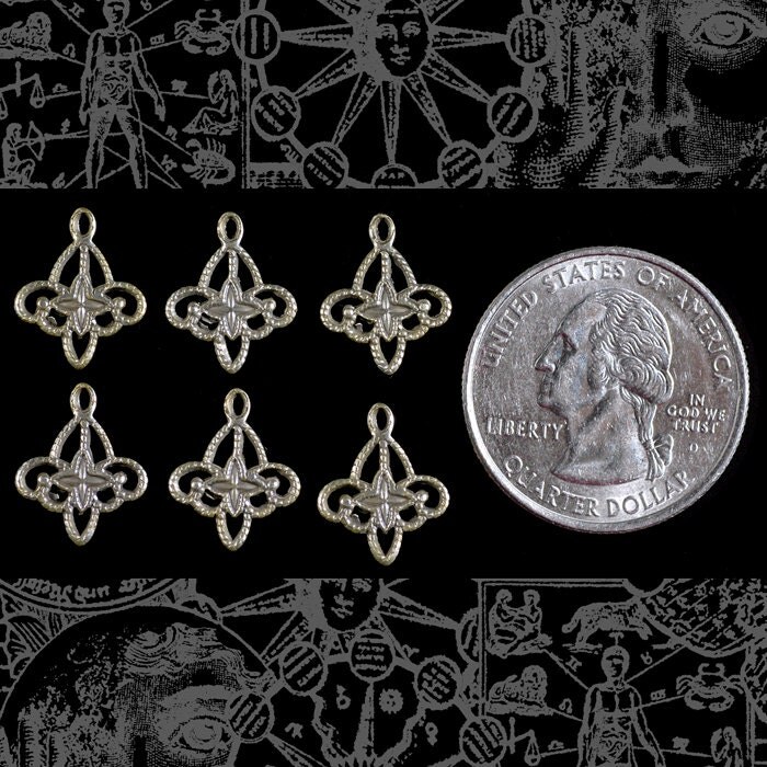 Antiqued Silver Plated Brass Clover Filigree Connectors - Set of Six - S-2C10