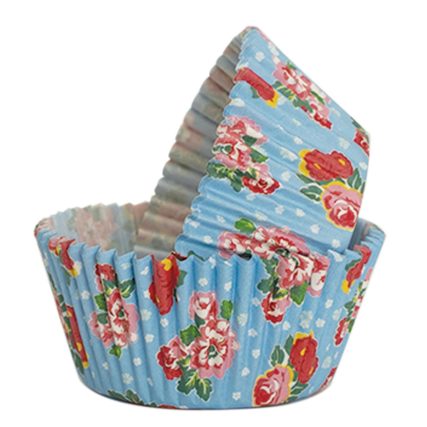 Blue Floral Standard Size Cupcake Wrappers &#x26; Liners | 25 PC Set