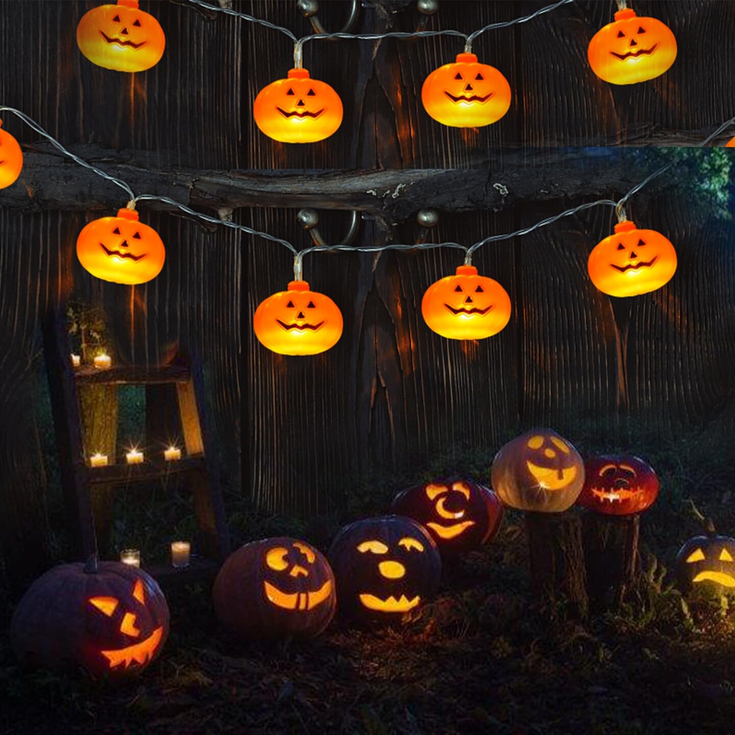 Halloween Decorations 9Ft 20LED Pumpkin String Lights, 2 Model Battery Operated Halloween Decor Pumpkin LED Lights, Thanksgiving Christmas Halloween Decorations for Home Indoor Outdoor&#x2026;
