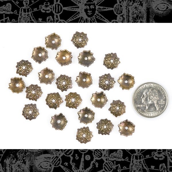 Floral Bead Caps in Bronze Finish 11mm - Set of Twenty-Four - ZB-BC03