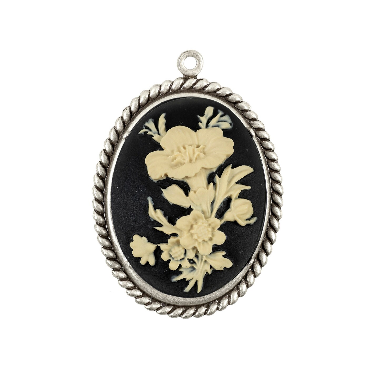 Black and Ivory Wildflower Cameos 30mm x 40mm Cameos - Set of Two -  CAM201