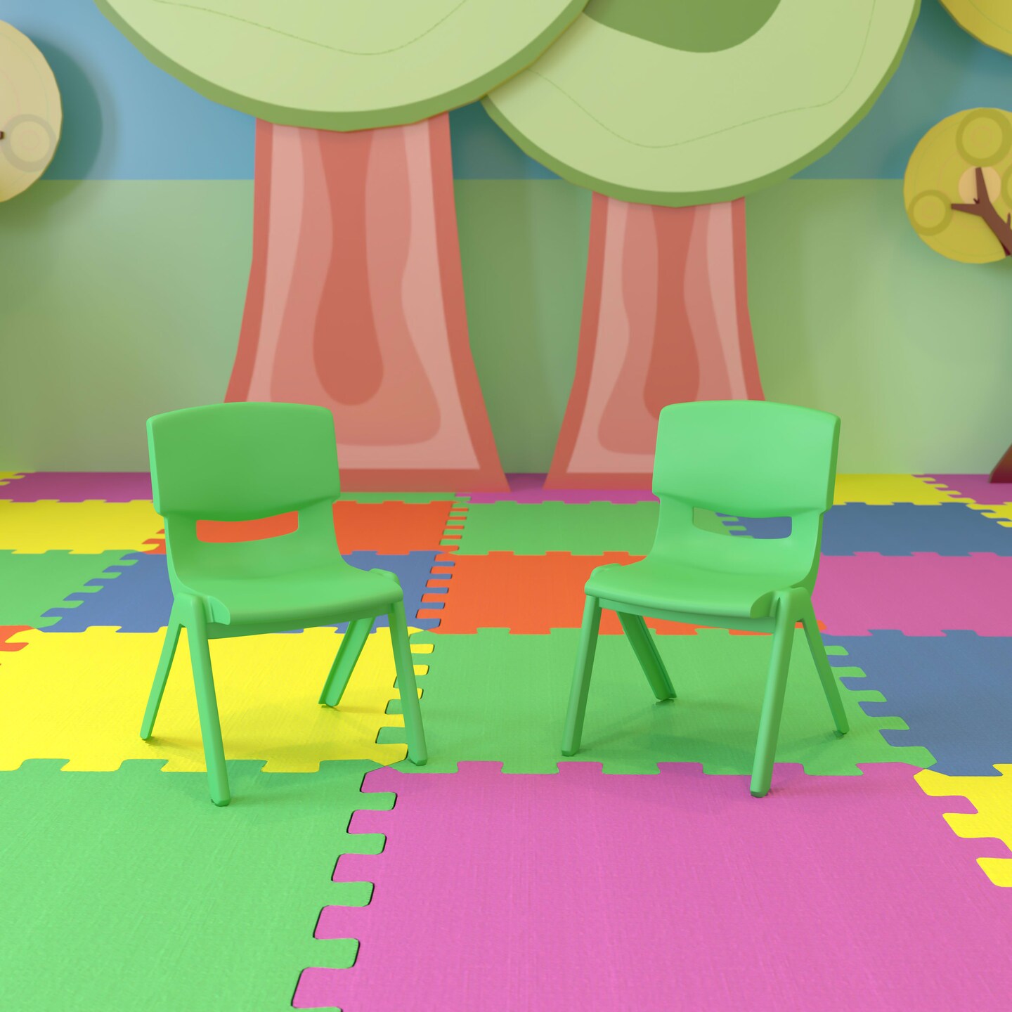 Emma and Oliver 2 Pack Plastic Stackable School Chair with 10.5"H Seat, Preschool Chair