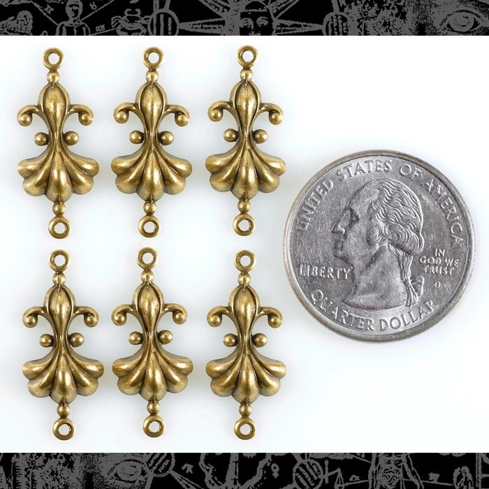 Antiqued Brass Ruffled Connectors - Set of Six - XXX - AB-2C16