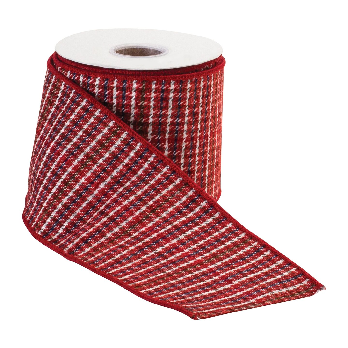 Melrose Striped Christmas Wired Craft Ribbon - 4&#x22; x 10 Yards - Red and White