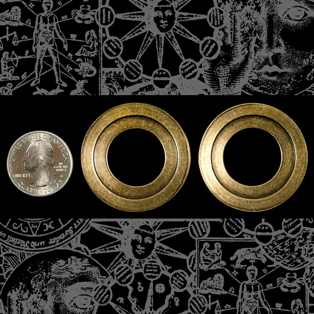 21mm Round Frames - Porthole Frames - Antiqued Brass 21mm Inner Diameter Frames Set of Two - AB-F35