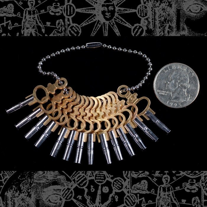 Raw Brass Steampunk Pocket Watch Keys - Set of Two - XXX - B-OD5