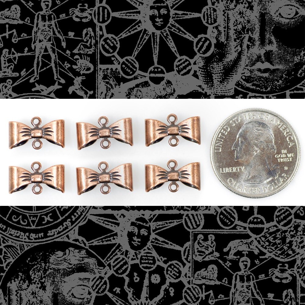 Antiqued Copper Plated Brass Bow Connectors - Set of Six - C-2C67