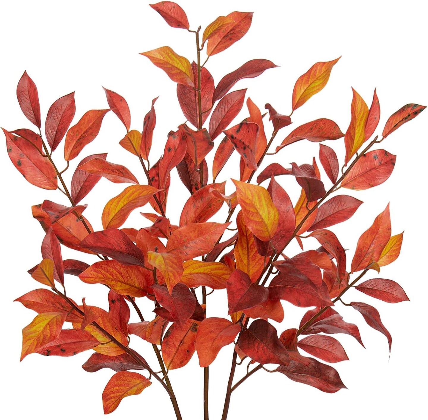 3Pcs Fall Leaves Stems Long Faux Fall Bay Leaves with Branches