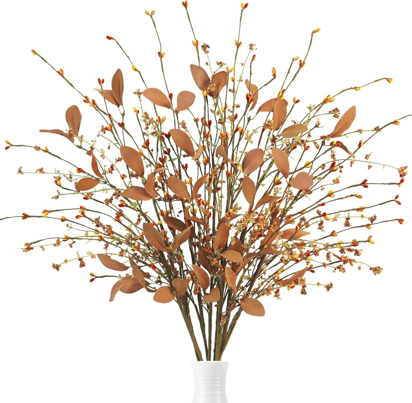 8Pcs Fall Floral Stems, 29.5&#x201D; Fall Leave Stems with Berry Autumn Berry