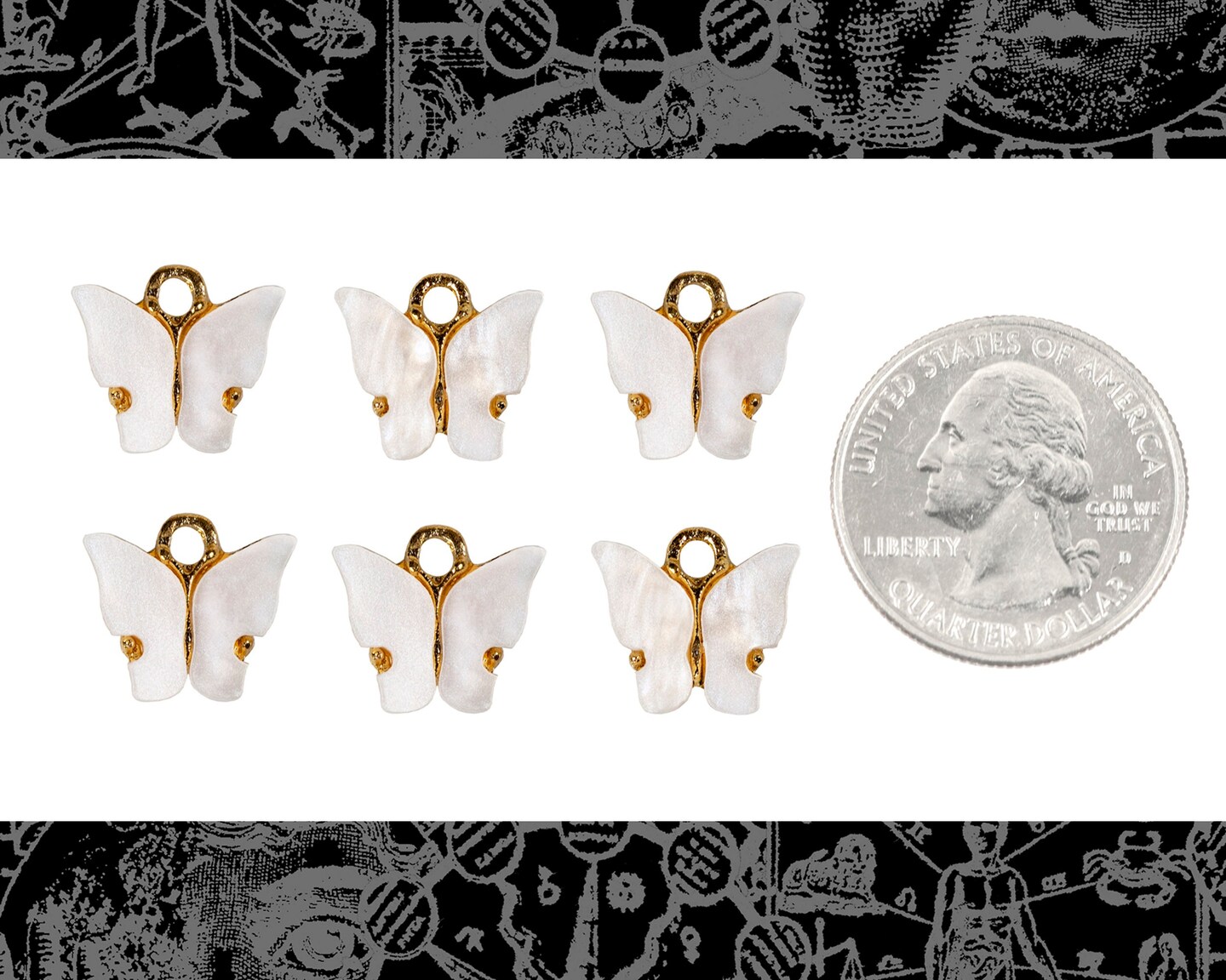 White Butterfly Charms - Six Charms - ZG-C36