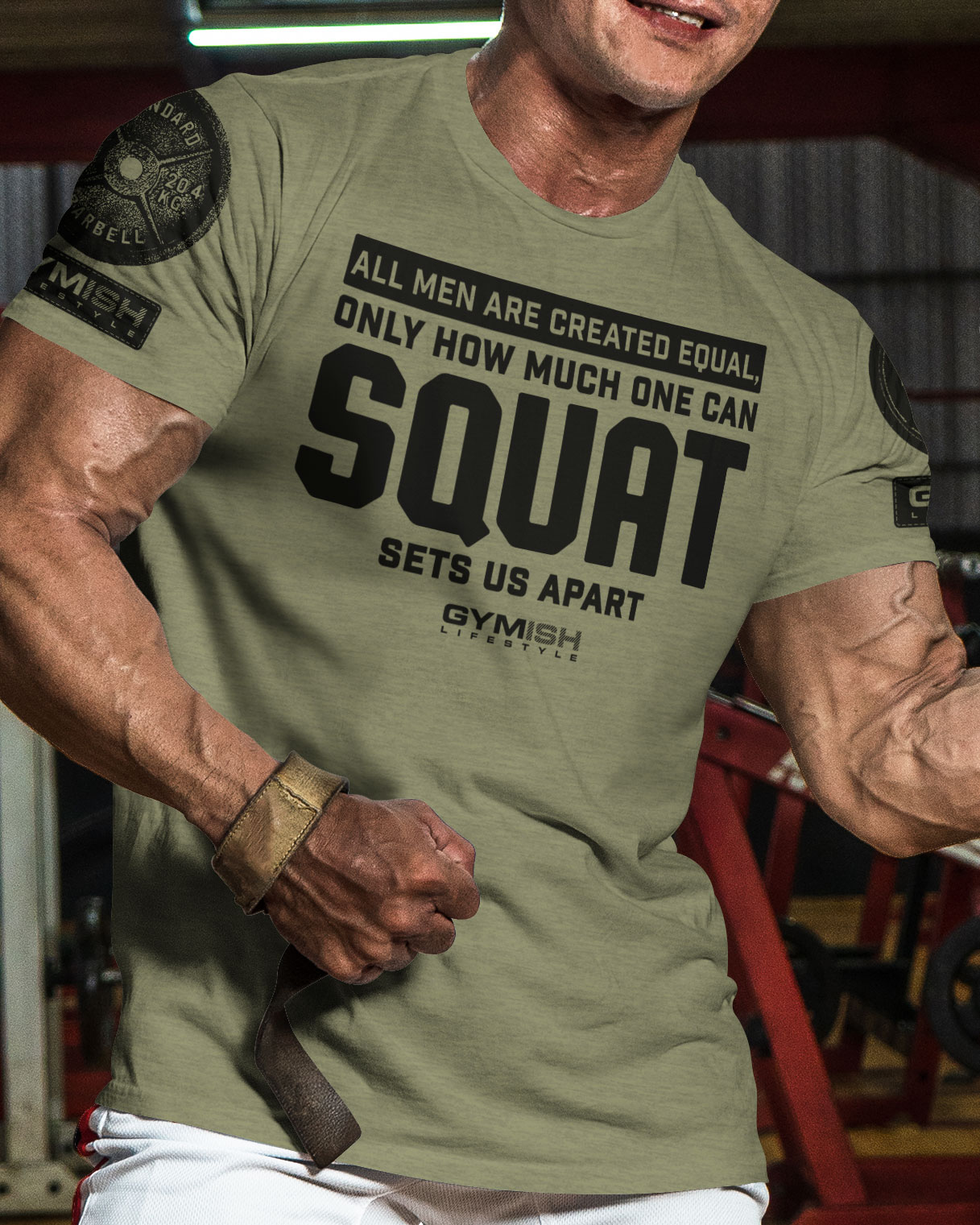 090. Created Equal Squat Funny Workout Gym T-Shirt for Men - image15