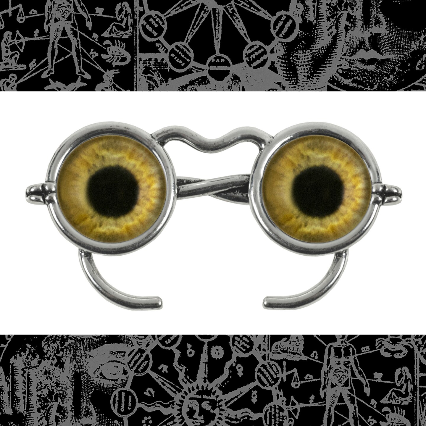12mm Round Golden Glass Eye Cabochons - Set of Two - CAB53