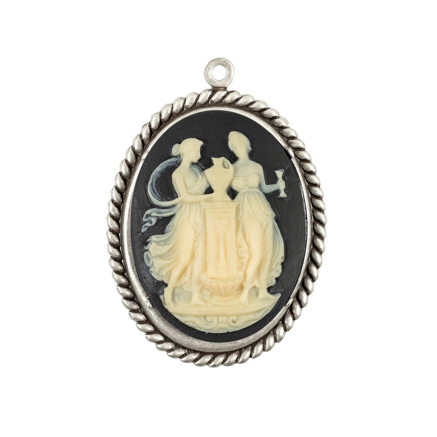 Black and Ivory Women at the Well Cameos 30mm x 40mm Cameos - Set of Two - CAM223