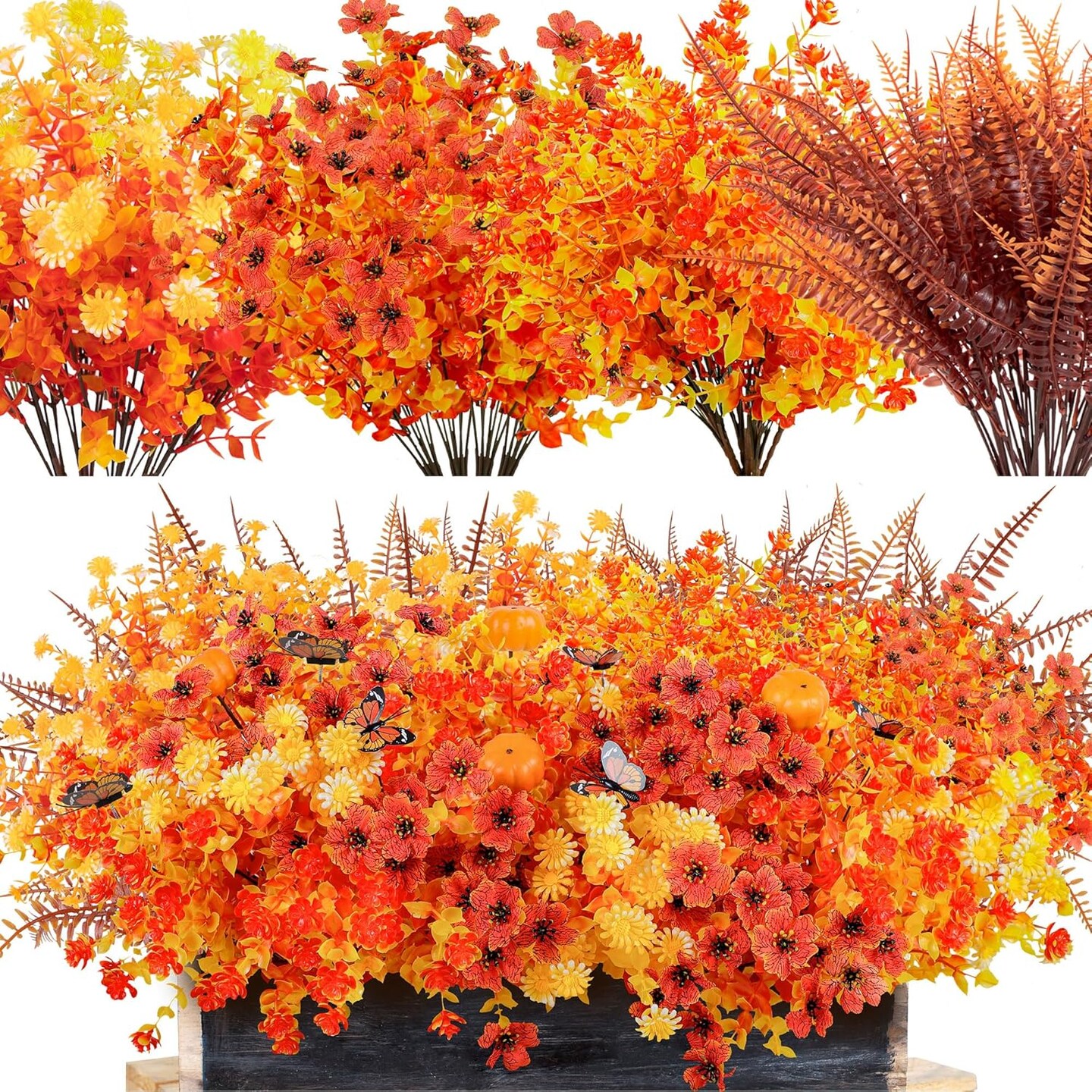 30PCS Fall Artificial Fake Flowers Plants Outdoor