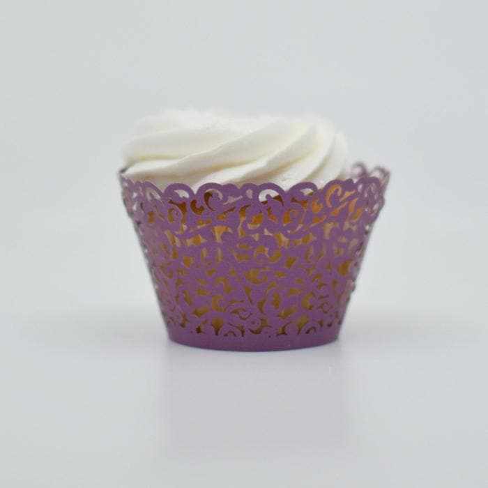 Deep Purple Lace Cupcake Wrappers &#x26; Liners | 25 PC Set