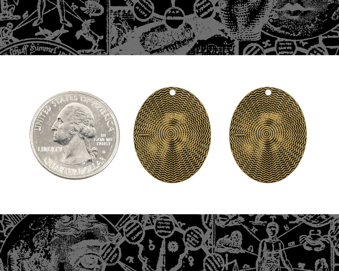 Antiqued Brass Egyptian Hieroglyph Pendants - Set of Two - AB-P122