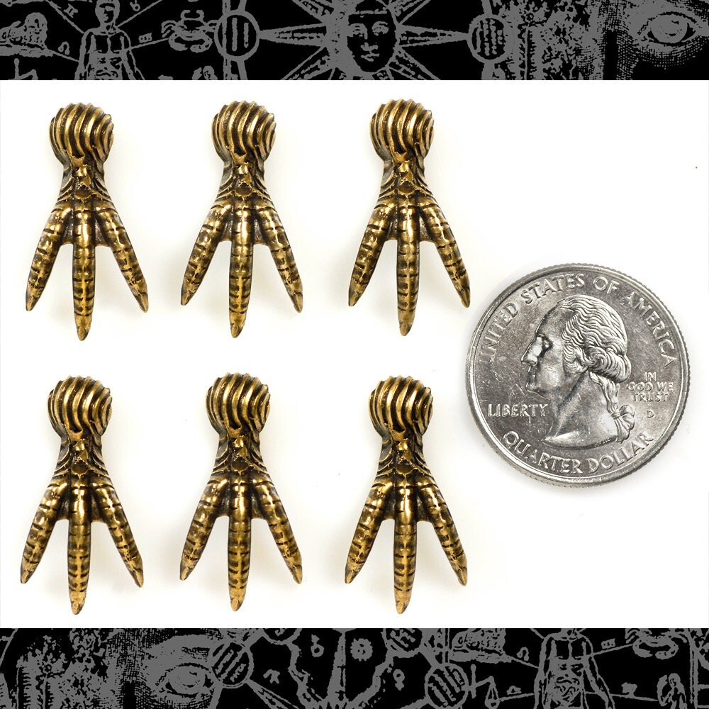 Antiqued Brass Raven Claw Wraps - Set of Six - AB-W29