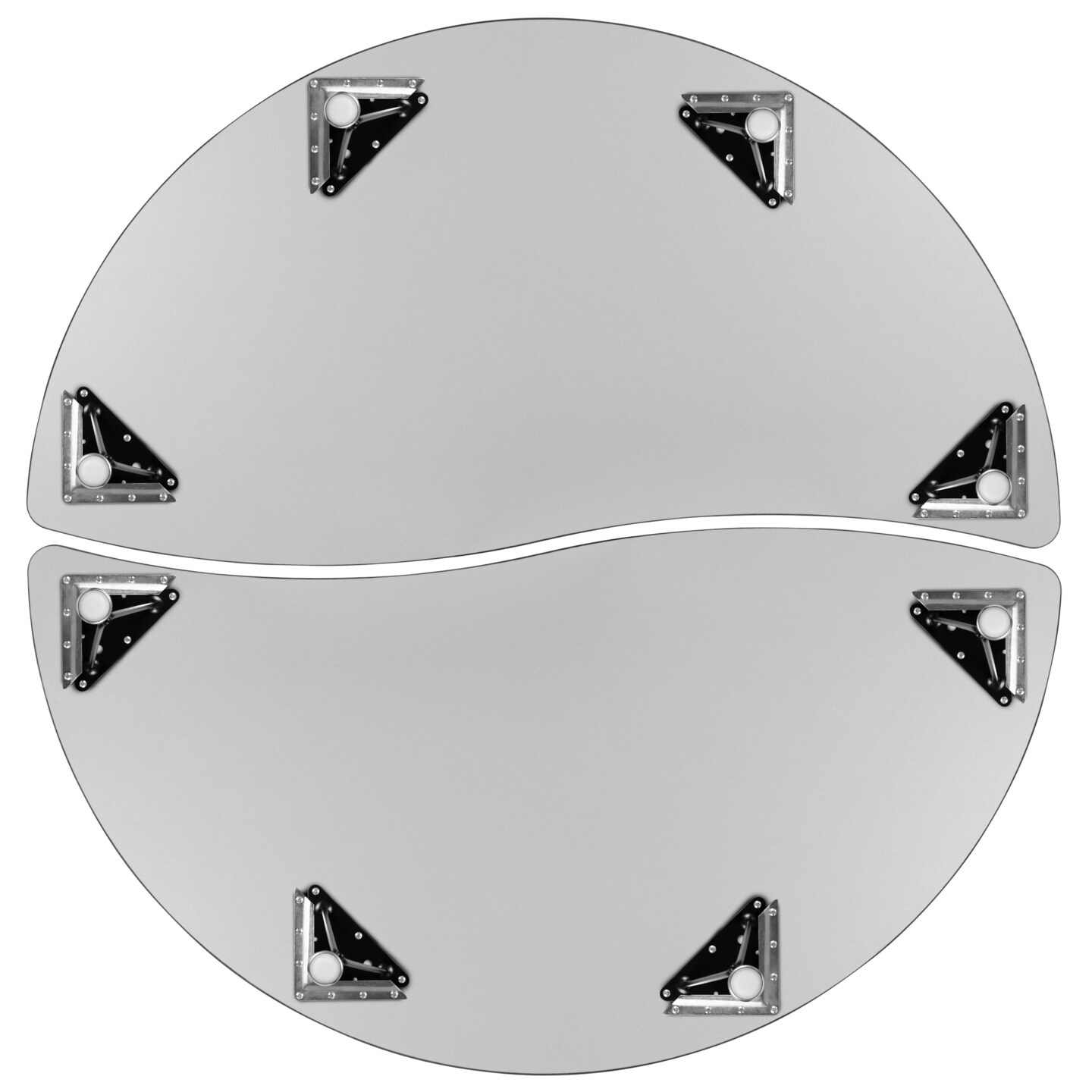 Emma and Oliver 2 Piece 60" Circle Wave Collaborative Grey Adjustable Activity Table Set