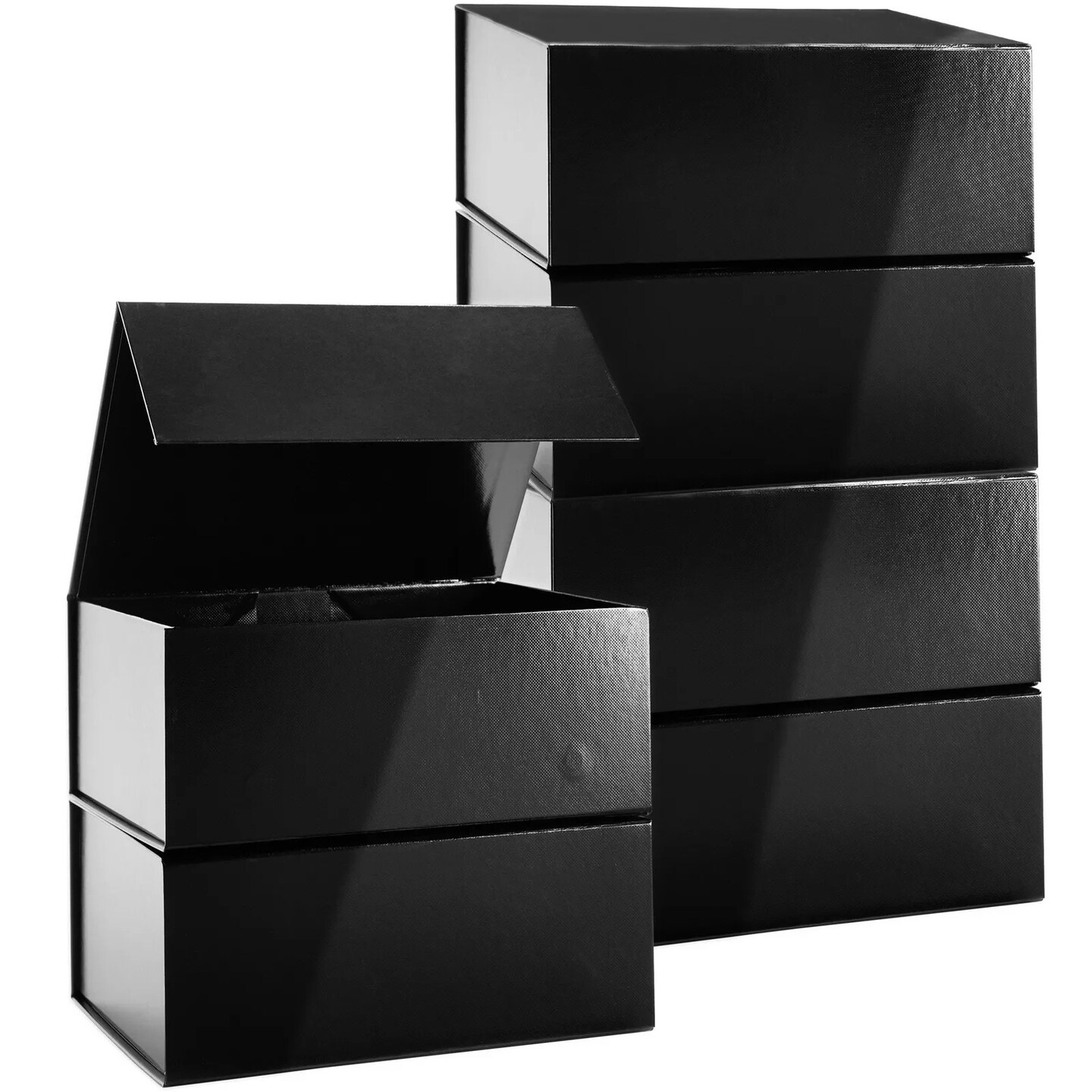 6 Pack Magnetic Gift Boxes with Lids, 9.5x7x4&#x22; Bridesmaid Proposal Box, Black
