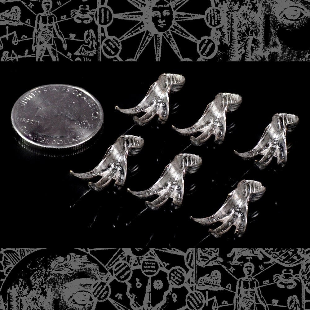 Antiqued Silver Plated Brass Raven Claw Pendant Wraps - Set of Six - S-W29