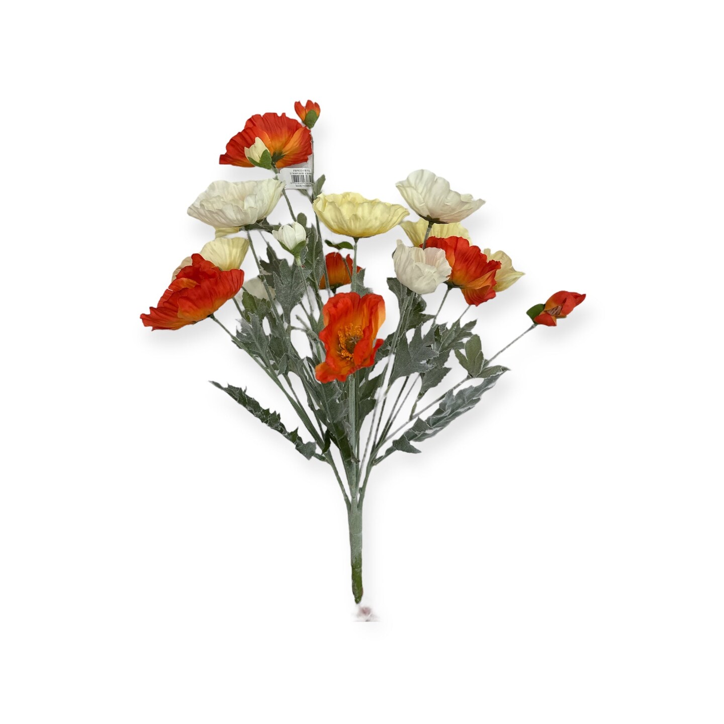21" Faux Orange & Yellow Poppy Bush – Artificial Wildflower Bundle for Spring Decor & Floral Crafts-FBP832-OR/YE