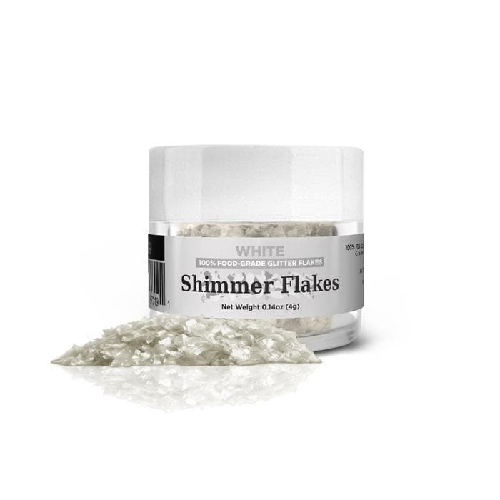 White Edible Shimmer Flakes 4 Gram Jar