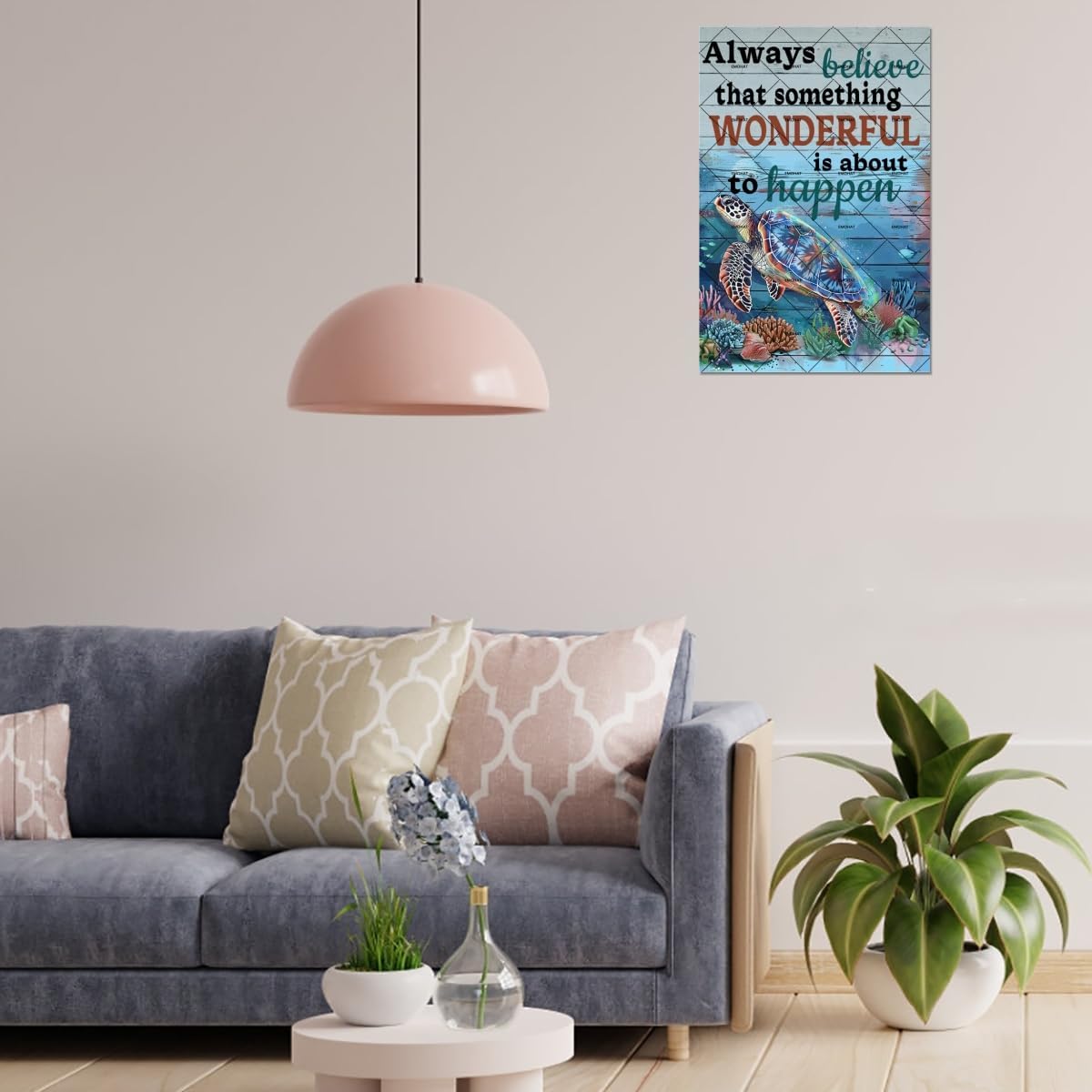 Metal Tin Sign Summer Sea Turtle Wall Decor , Gift Ideas for Friends Wall Decor 12x8 Inches