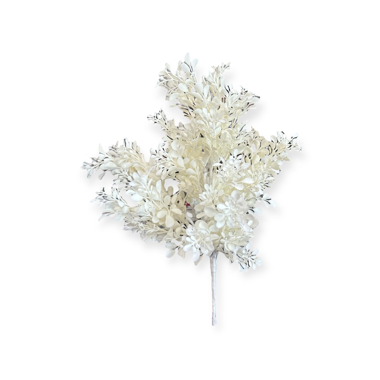 18.5&#x22; Artificial White Boxwood Bush &#x2013; Faux White Filler Stem for Wreaths, Bouquets, Wedding Florals &#x26; Home Decor-PSB710-WH