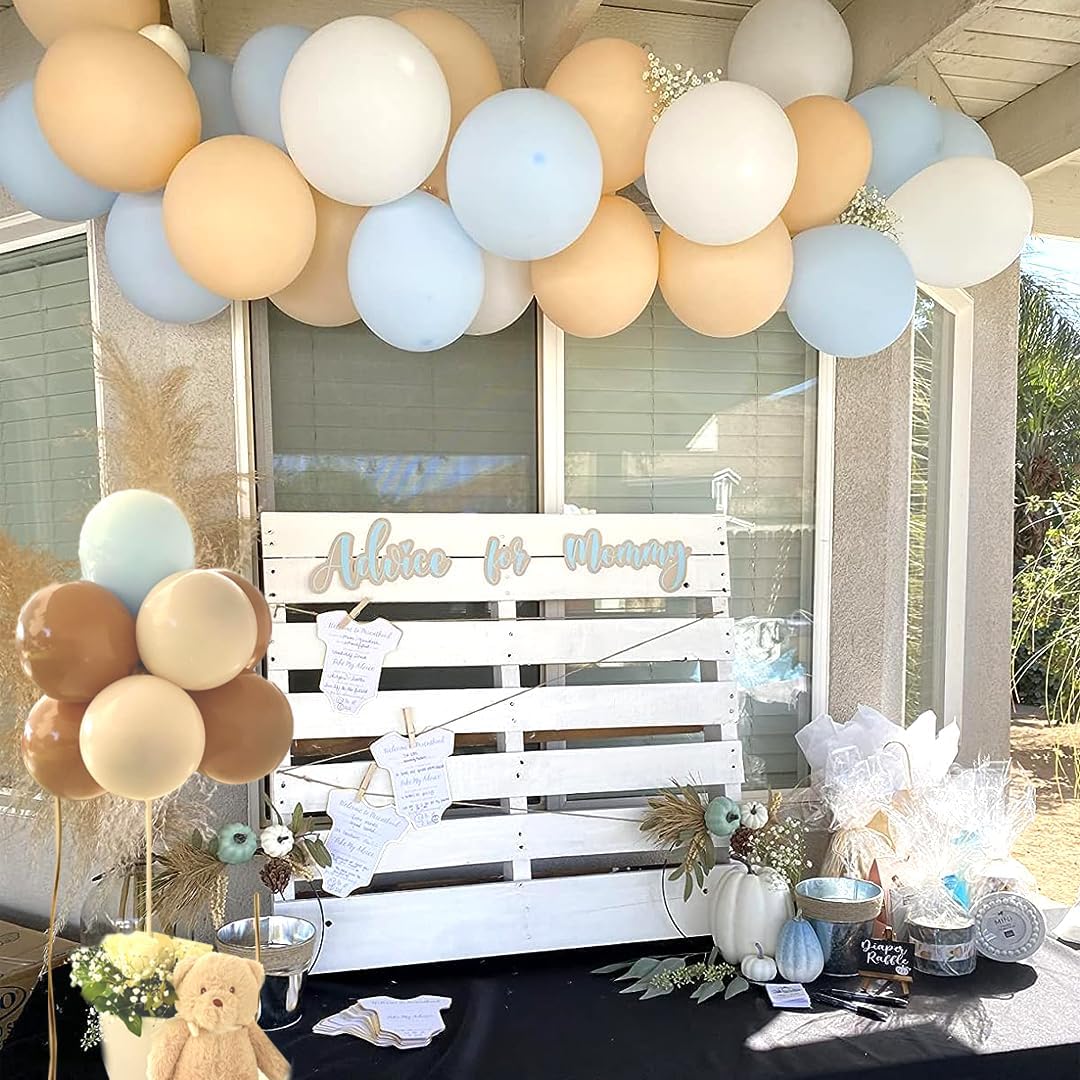 50pcs 12 Inch Brown Blue White Blush Latex Balloons