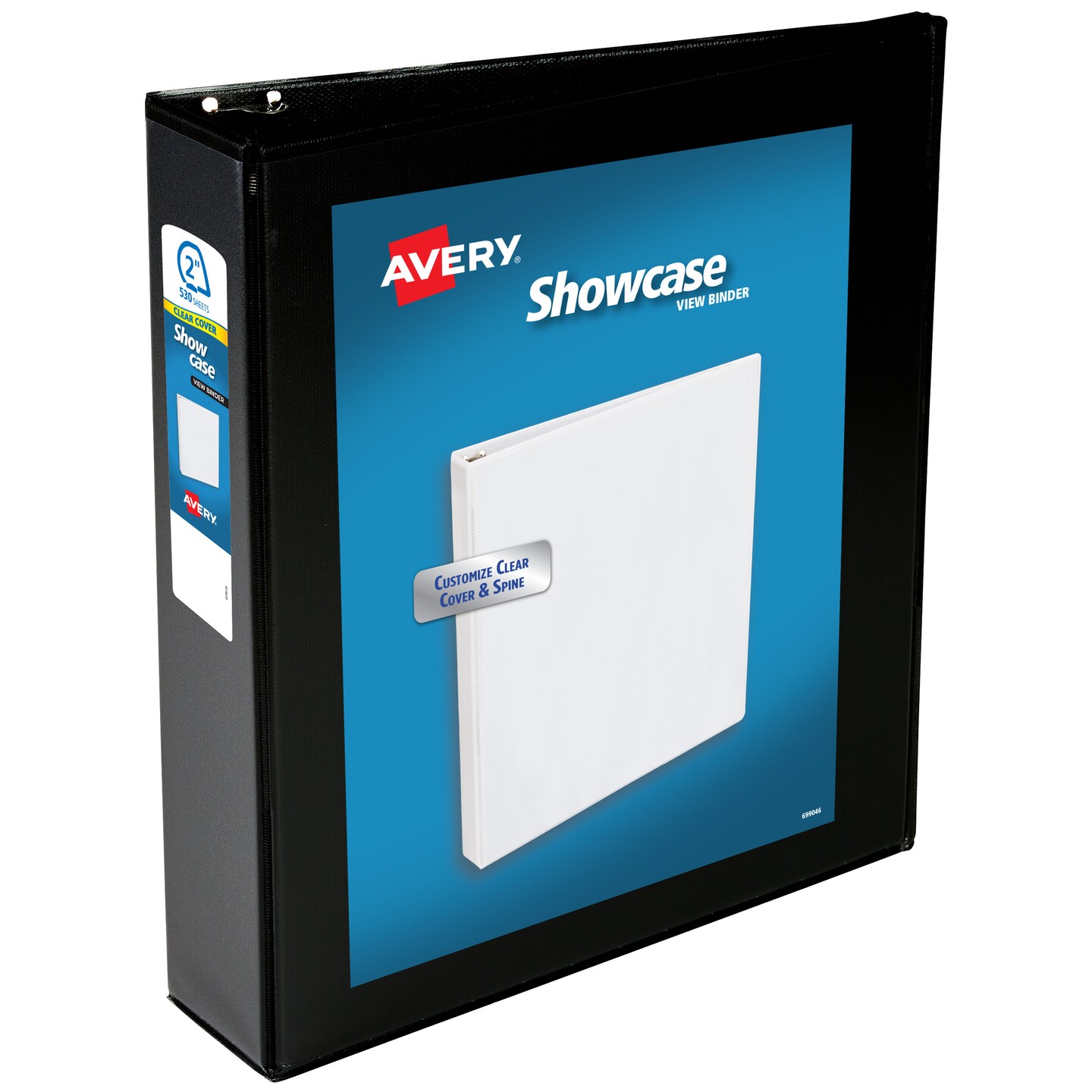 Avery Showcase Standard View 3 Ring Binder, 2" Slant Rings, 530-Sheet Capacity, 2.8 Inch Wide Spine, 1 Black Binder, Ideal for Lightweight Organization and Occasional Referencing (19700)