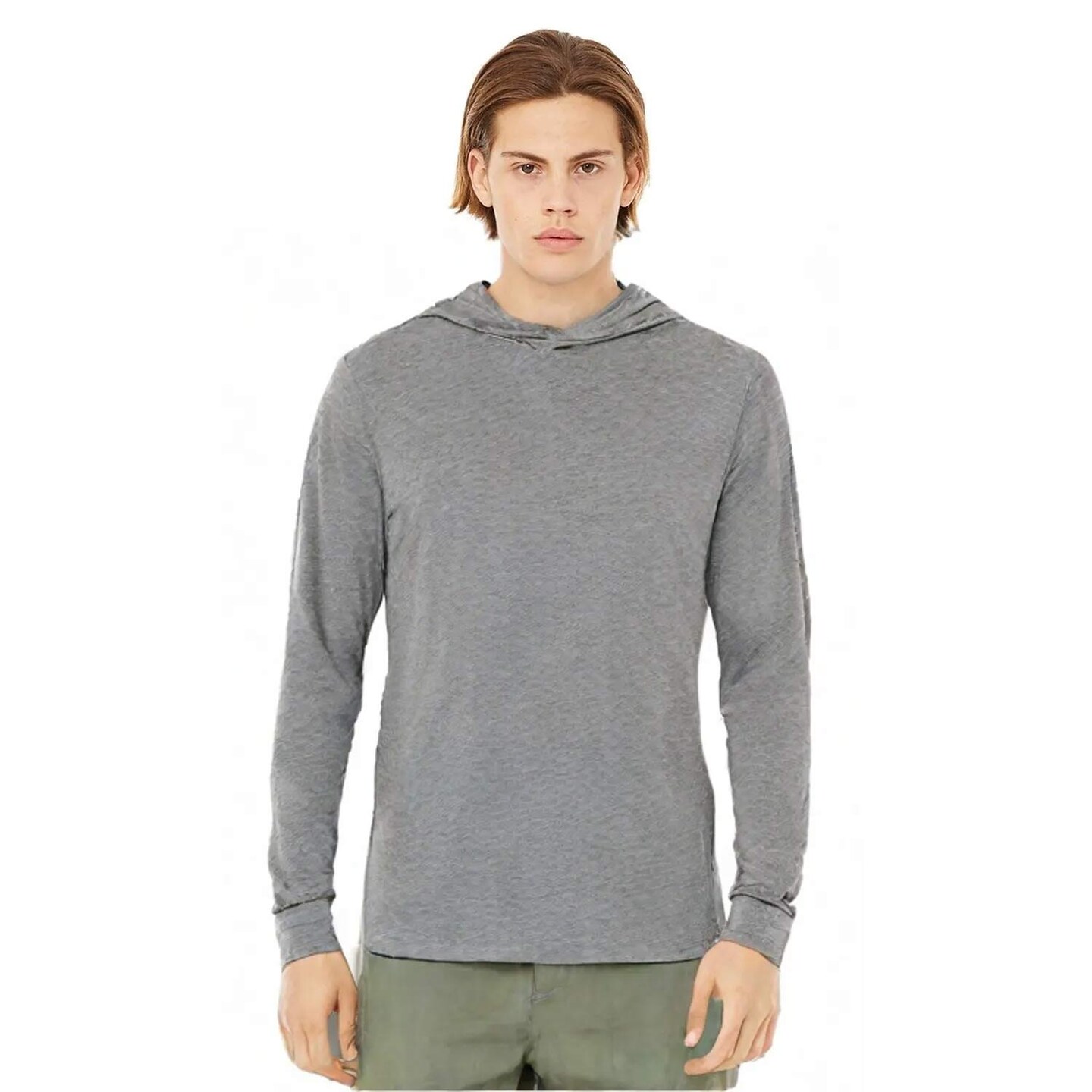 BELLA+CANVAS Jersey Hooded Long Sleeve Tee for Everyday Wear, Casual Style & Lightweight Comfort Unisex Shirt
