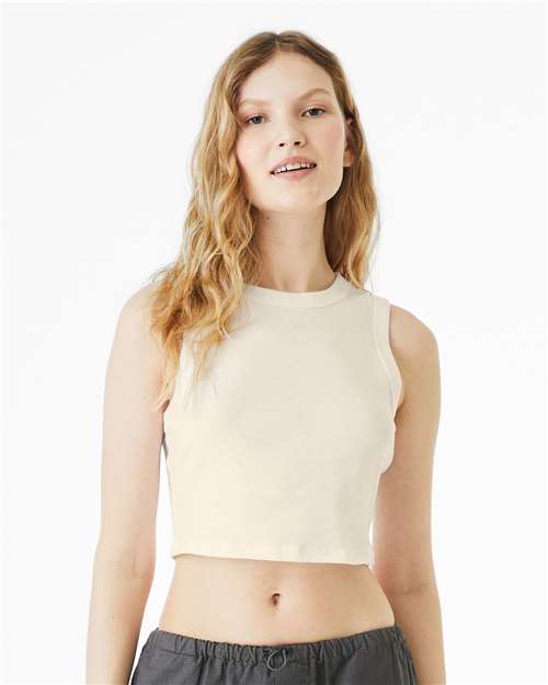 BELLA + CANVAS Women’s Micro Rib Sleeveless Muscle Crop Tank for Gym Wear & Custom Print Fitted Crop Top